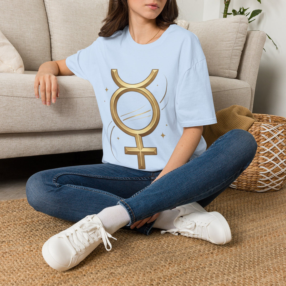 Gold Mercury Astrology Symbol Tee T-Shirt