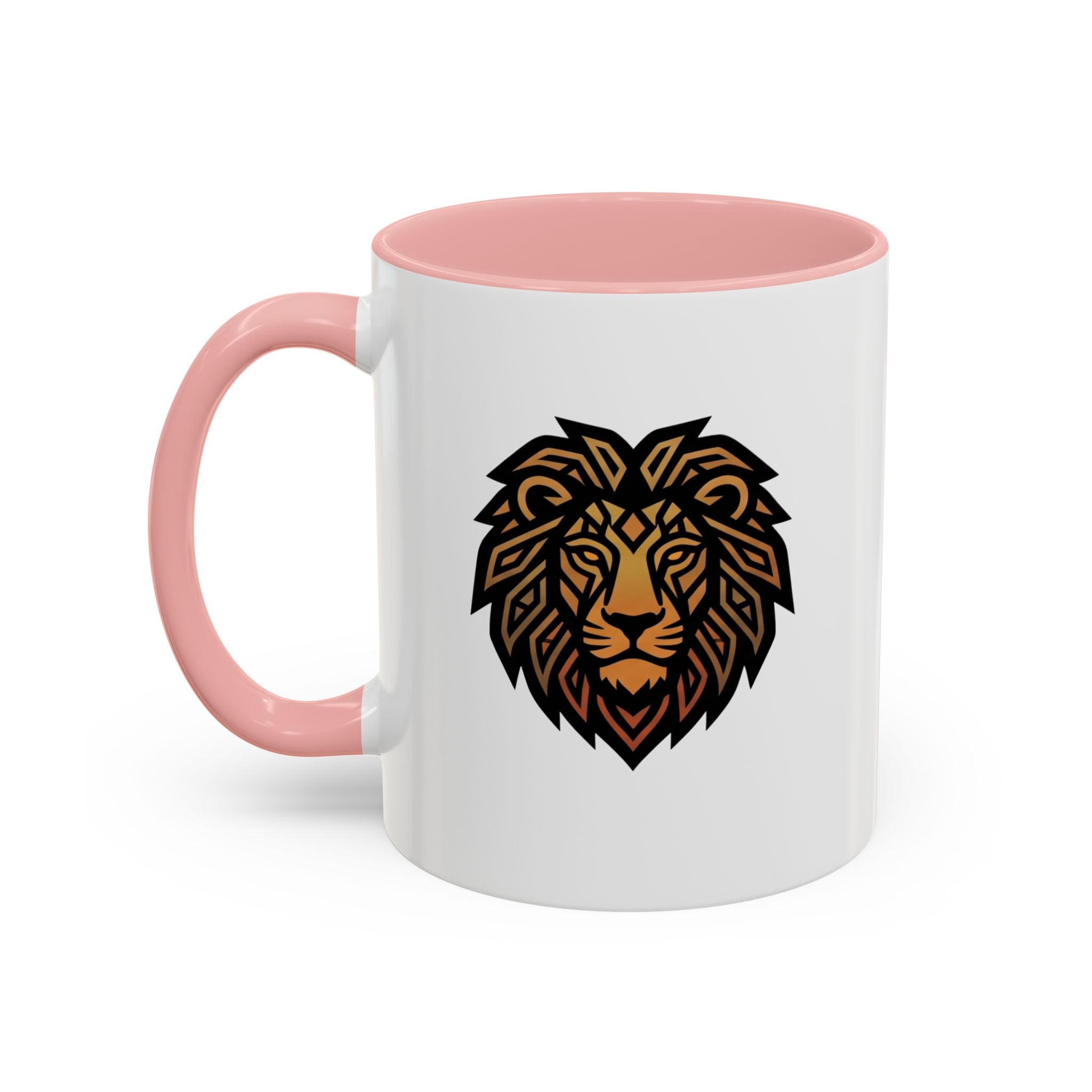 Lion Head Accent Coffee Mug — Bold Geometric Mane Design