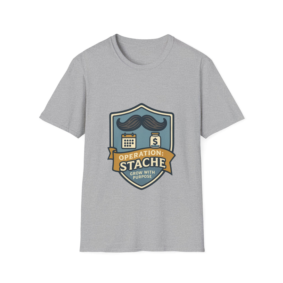 Mustache Badge T-Shirt — Stache Crest Graphic Tee - Trending Now - October 2026