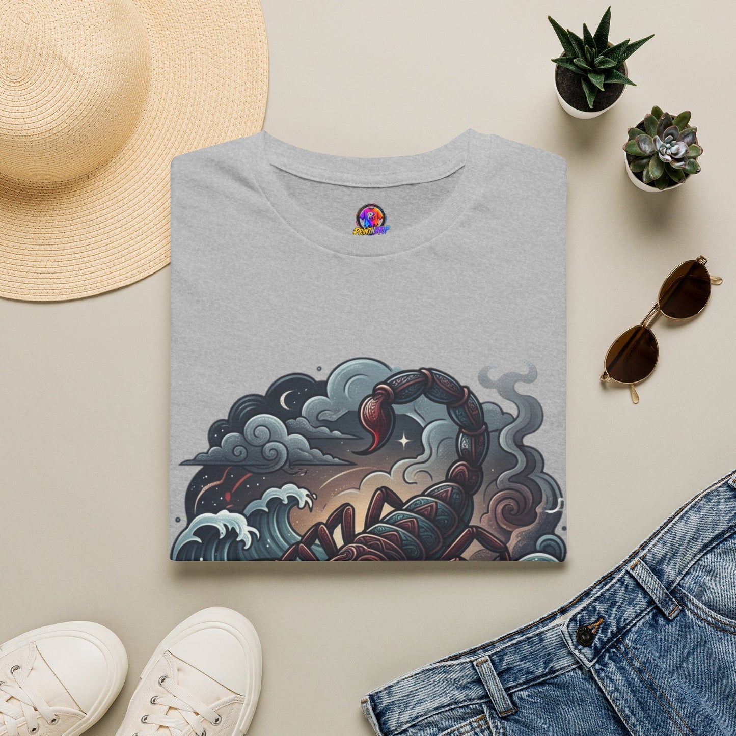 Scorpion Wave T-Shirt — Nautical Tattoo-Inspired Sea Scorpion Design