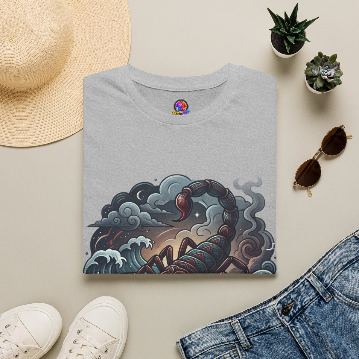 Scorpion Wave T-Shirt — Nautical Tattoo-Inspired Sea Scorpion Design