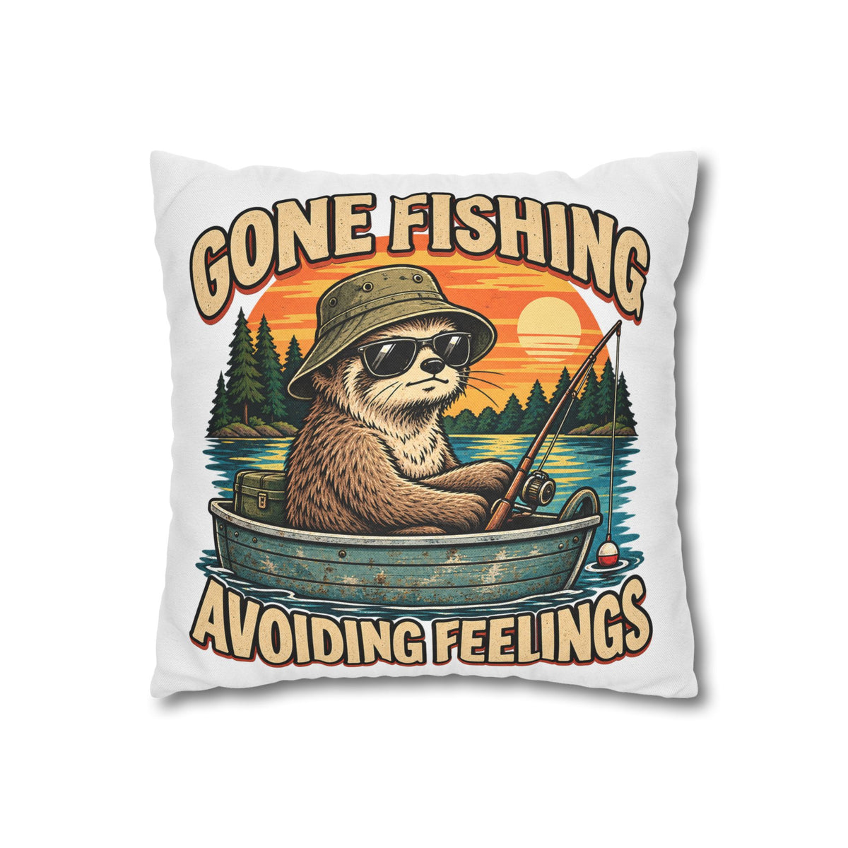 Funny Gone Fishing Avoiding Feelings Decorative Pillowcase