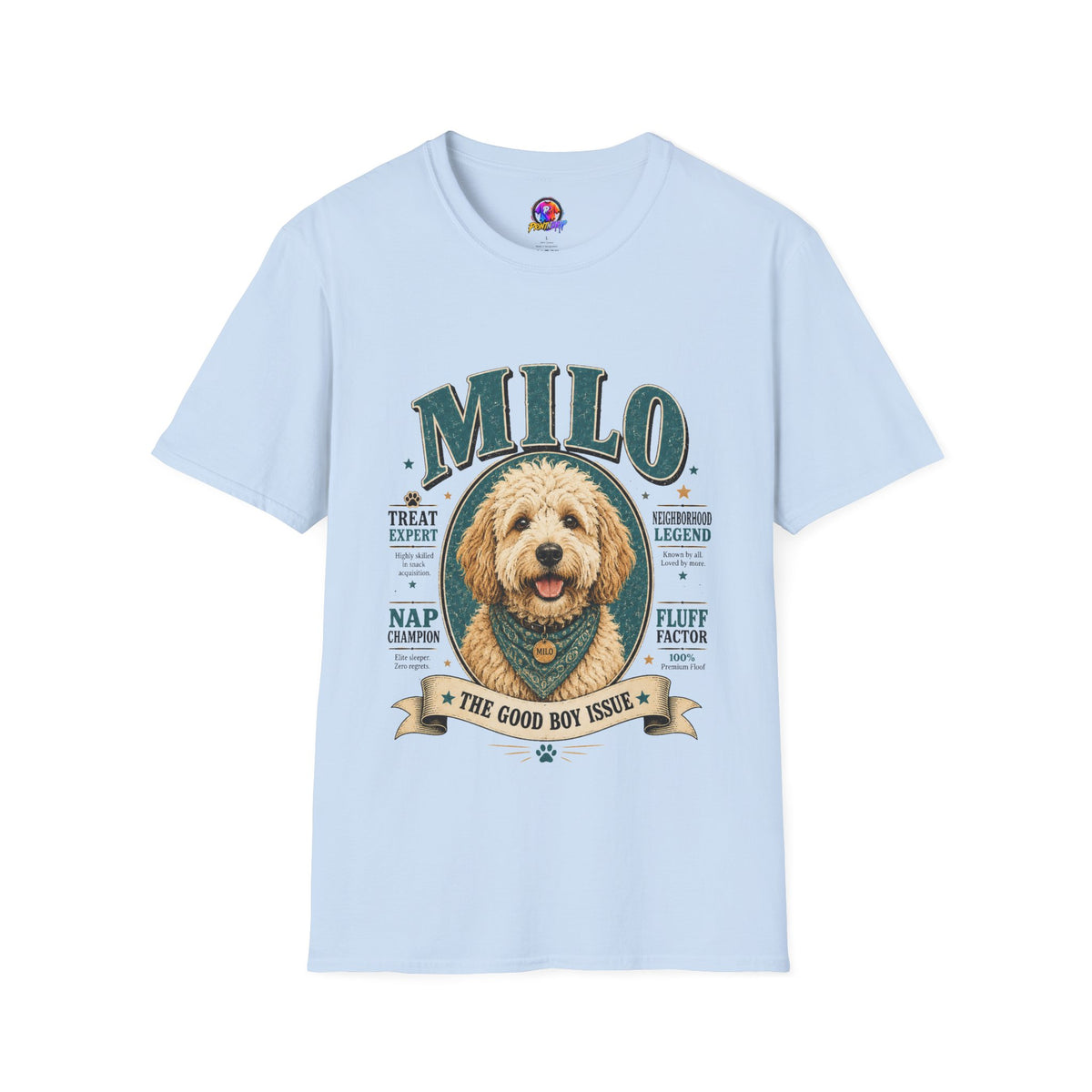 Dog Lover T-Shirt — "MILO" Personalized Pet Portrait Tee