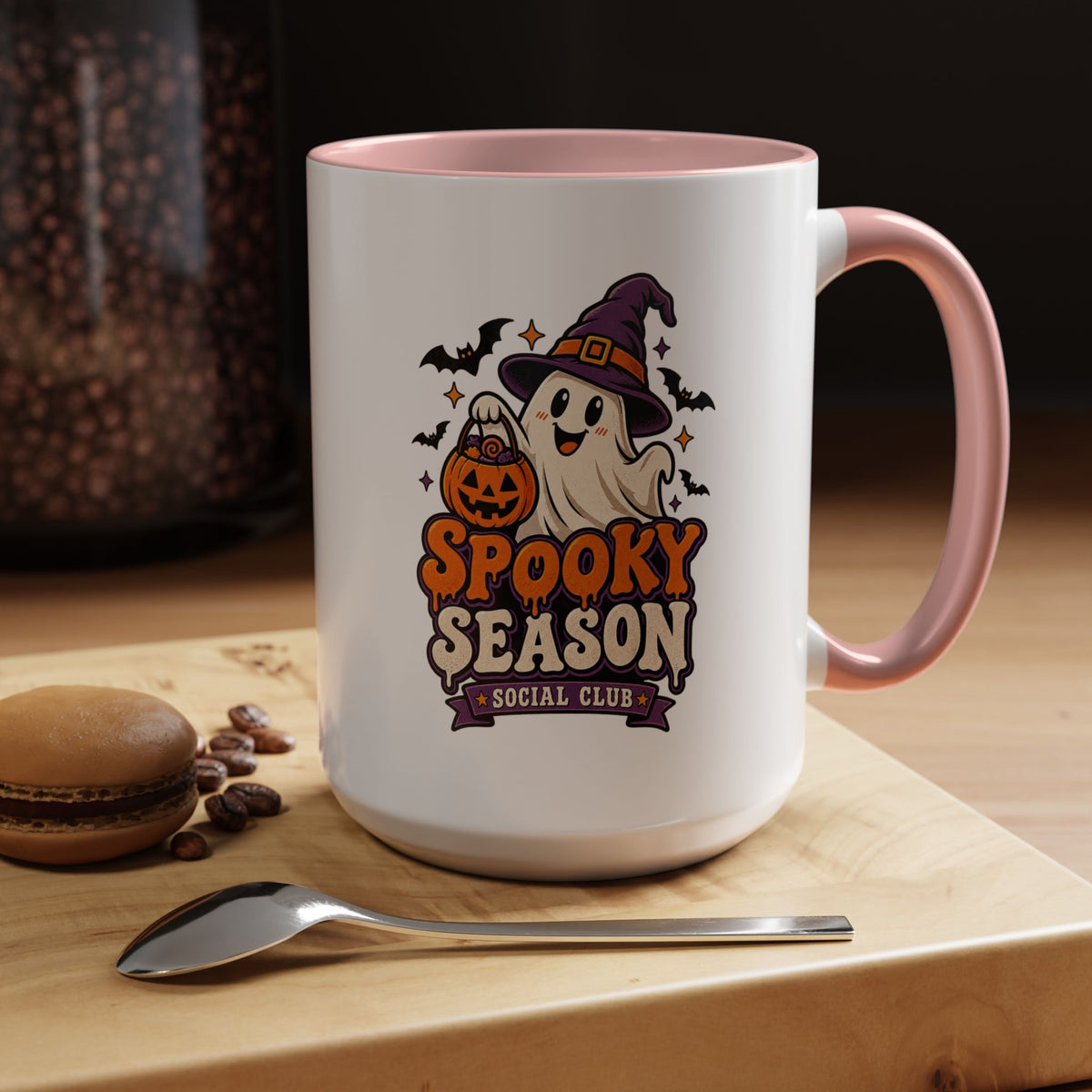 Spooky Season Coffee Mug — Cute Ghost Halloween Accent Mug (11/15oz)