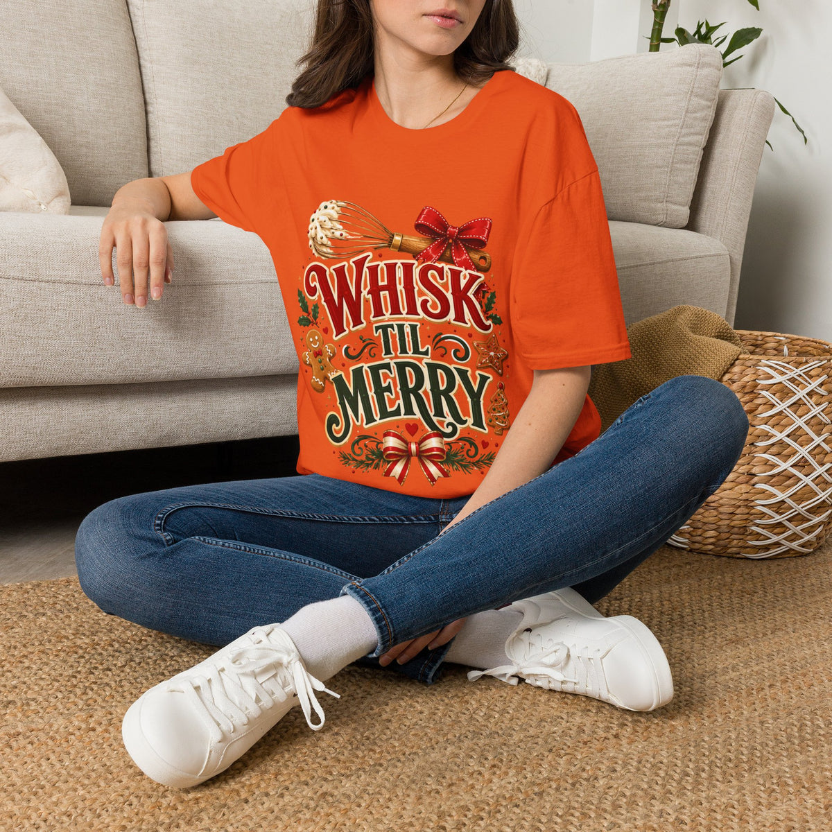 Christmas Baking T-Shirt — "Whisk 'Til Merry" Holiday Tee