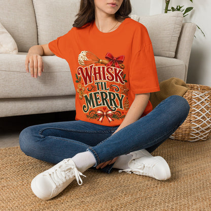 Christmas Baking T-Shirt — "Whisk 'Til Merry" Holiday Tee