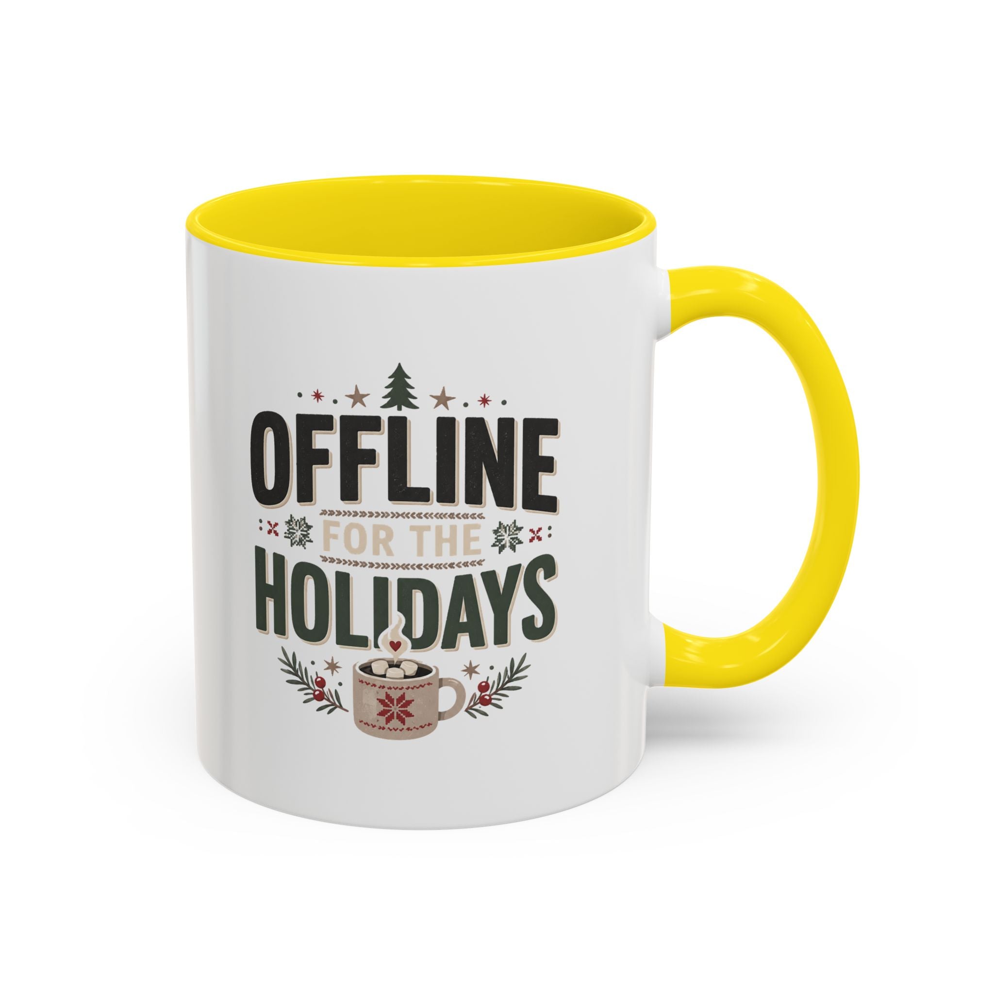 Christmas Holiday Coffee Mug — “Offline for the Holidays” Accent Ceramic Mug