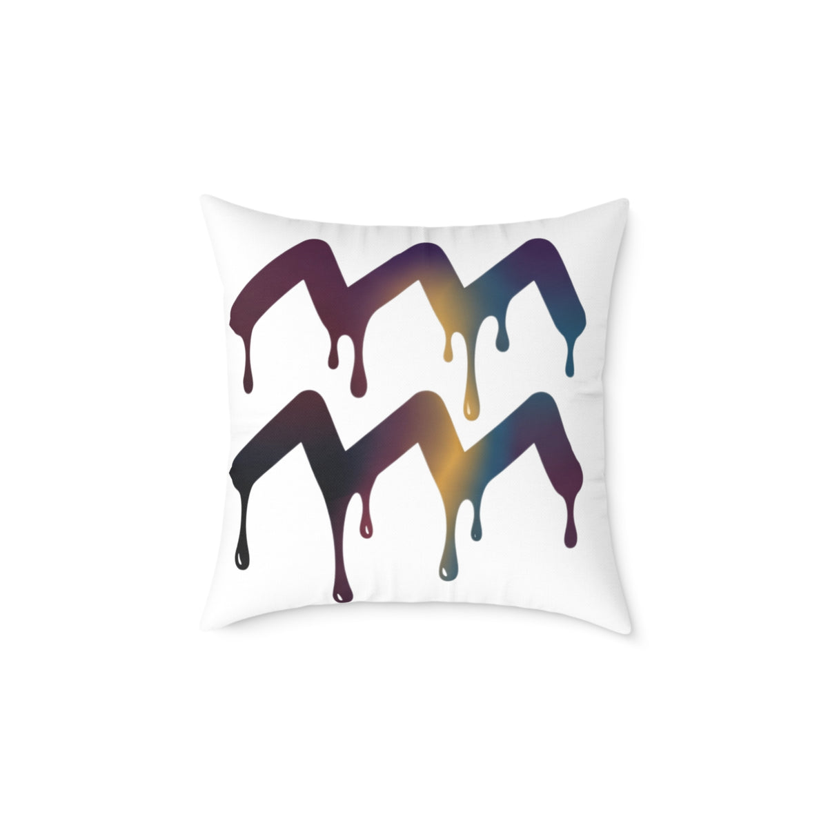Aquarius Zodiac Dripping Rainbow Chevron Pillow — Colorful Geometric Throw Pillow