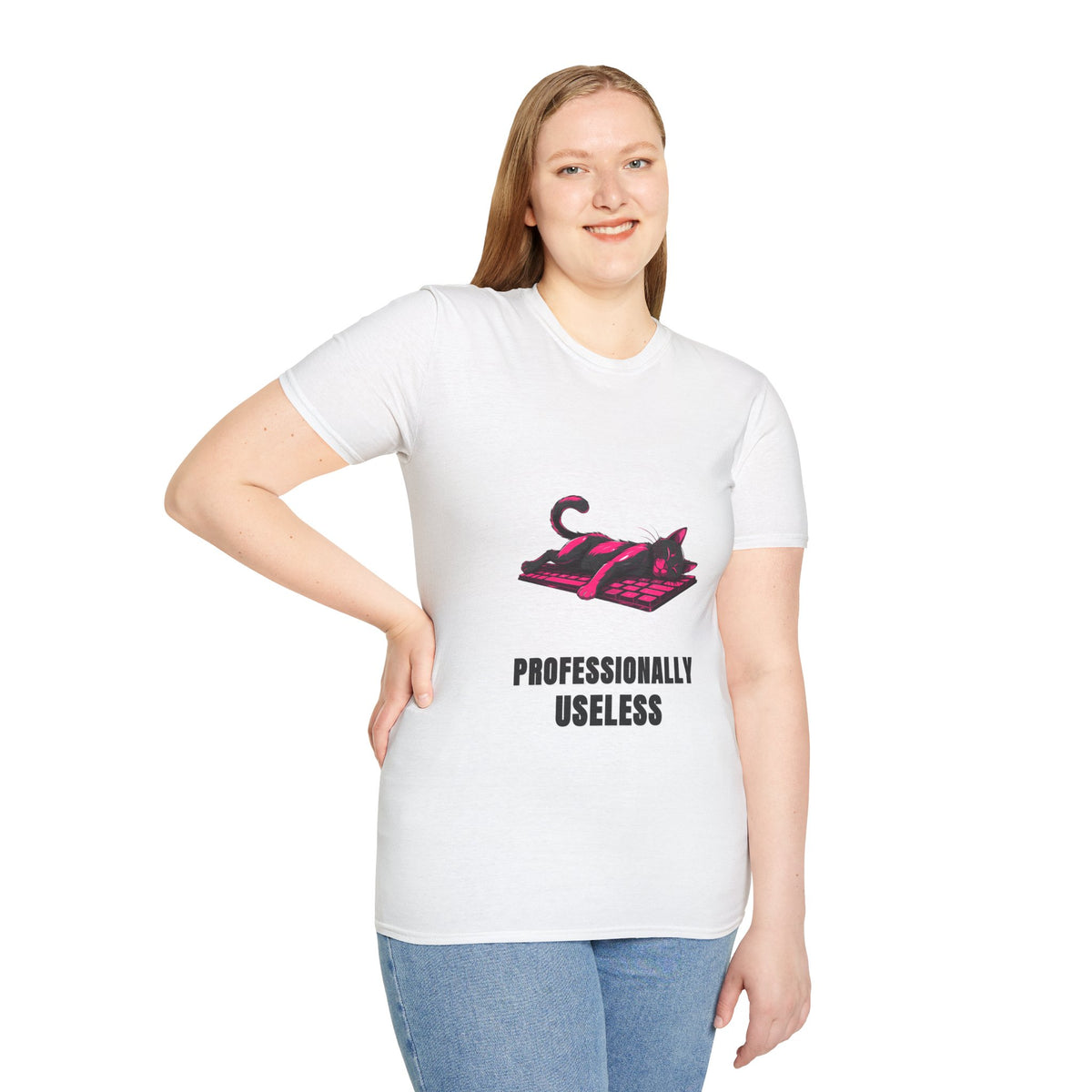 T‑Shirt — 'Professionally Useless' Relaxed Cat Graphic Tee - Trending Now - August 2026