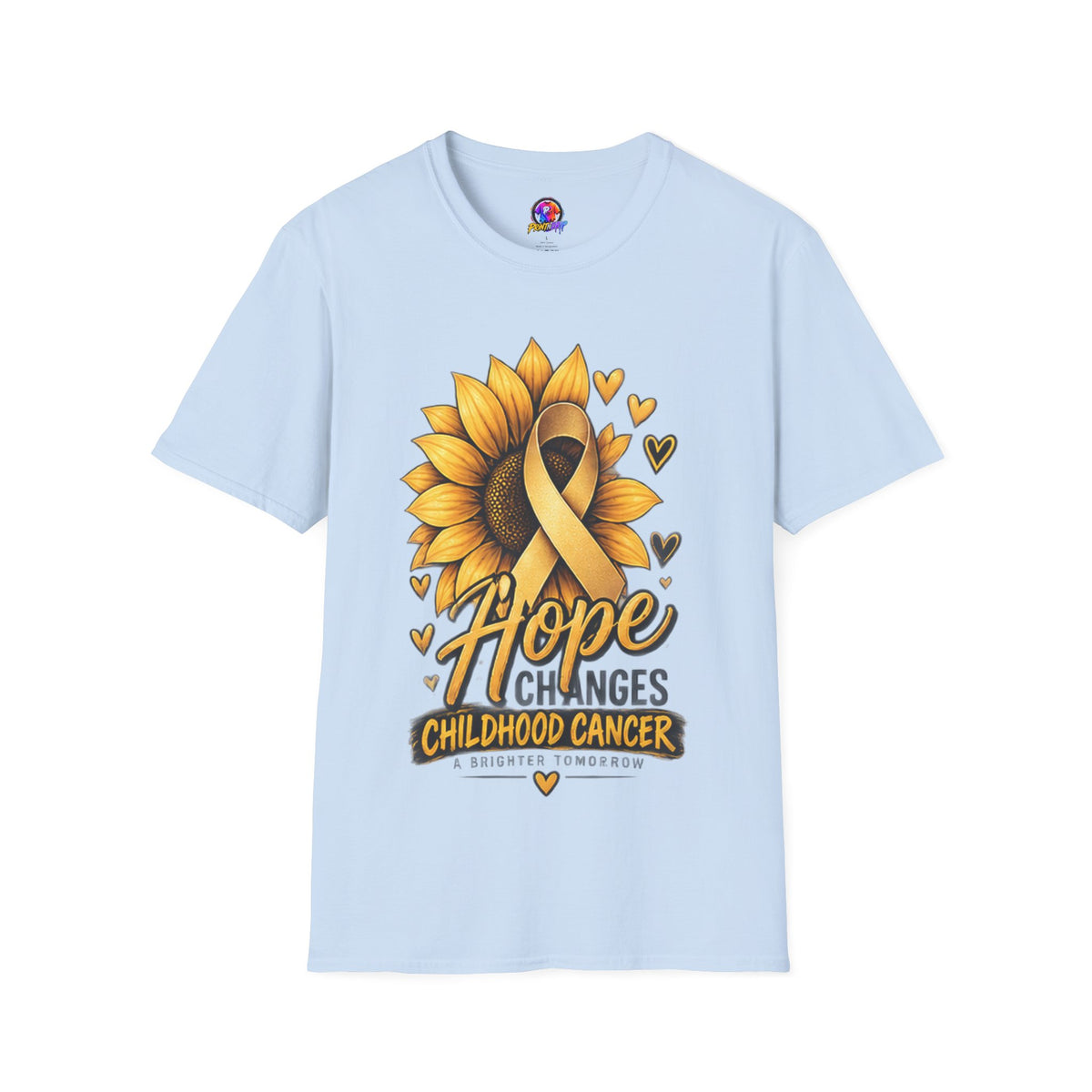 Childhood Cancer Awareness T-Shirt — "Hope Changes Lives" Sunflower Ribbon