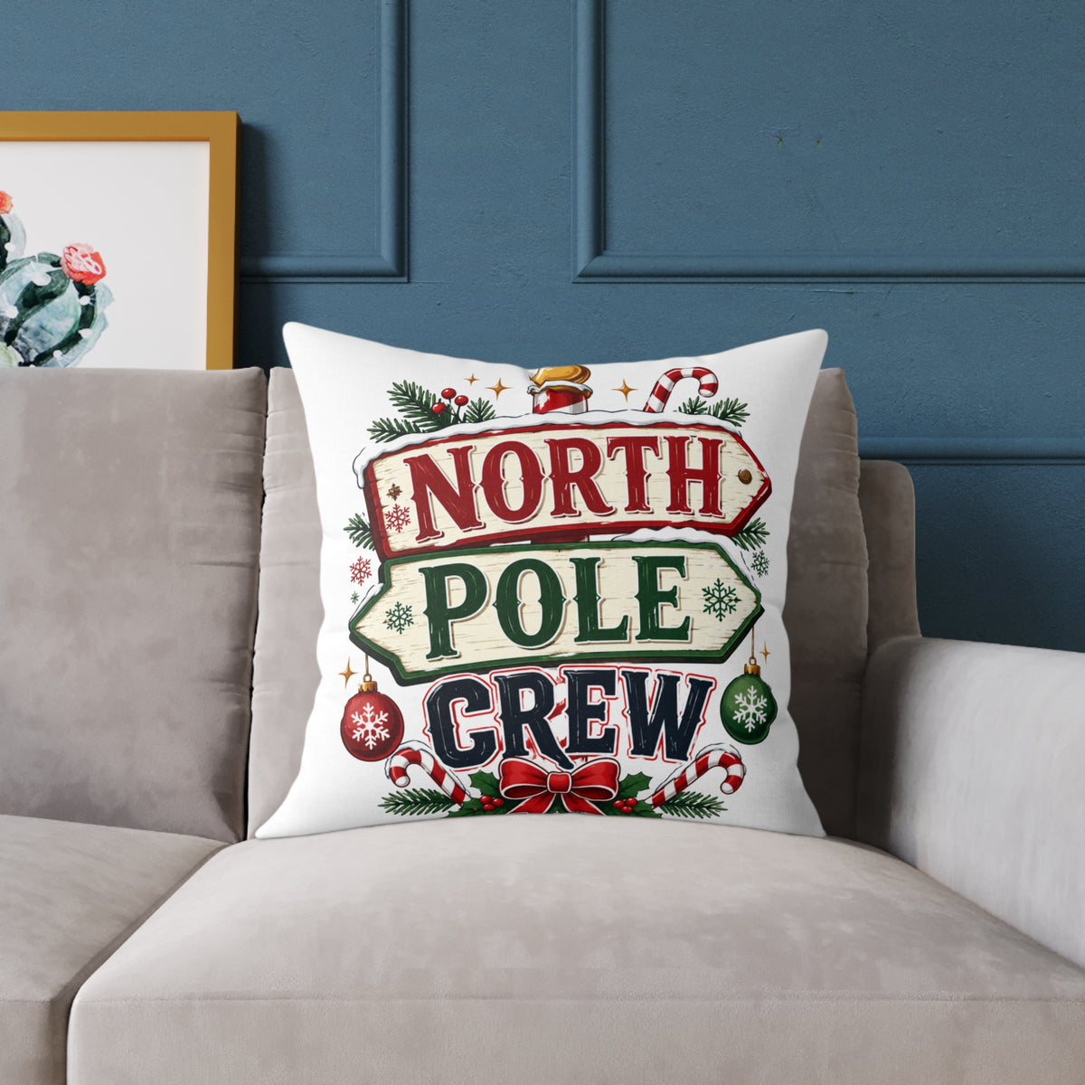 Christmas North Pole Crew Pillow - Christmas Holiday Decorative Throw Pillow