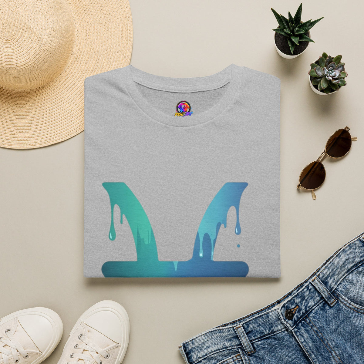 Pisces Drip Zodiac T-Shirt — Blue Gradient Astrological Tee