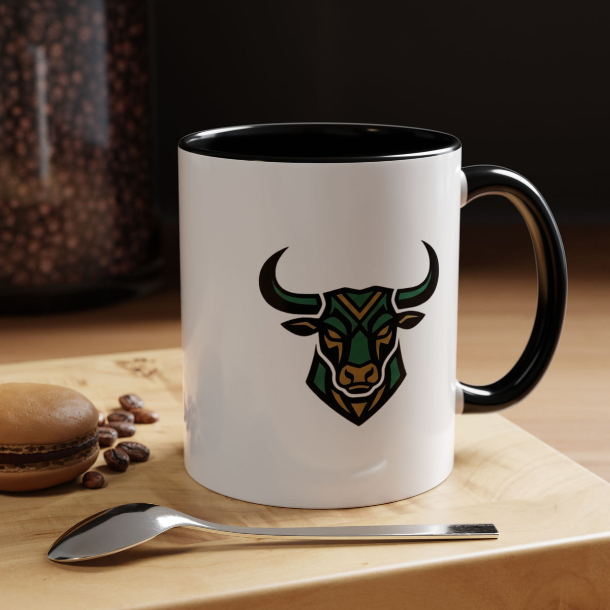 Taurus Geometric Bull Accent Coffee Mug –  Tribal Bull Head Ceramic Mug