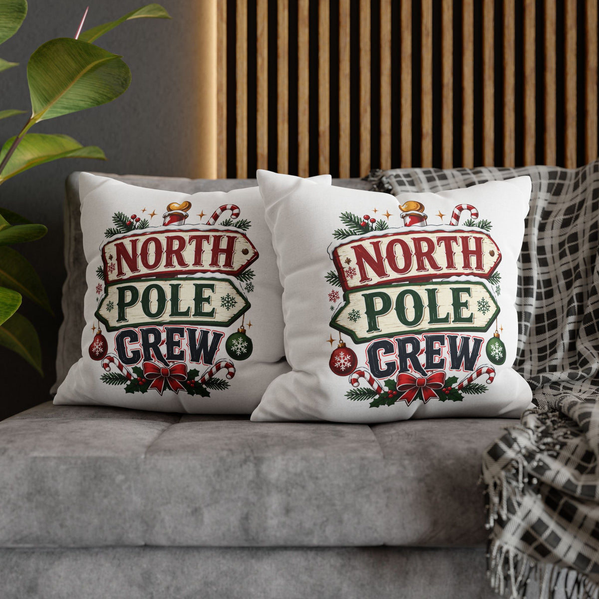 Christmas North Pole Crew Holiday Pillowcase — Christmas Decorative Throw Pillow