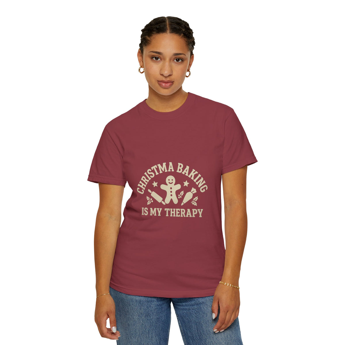 Christmas Baking T-Shirt — "Christmas Baking Is My Therapy" Gingerbread Holiday Tee- Trending Now - October 2026