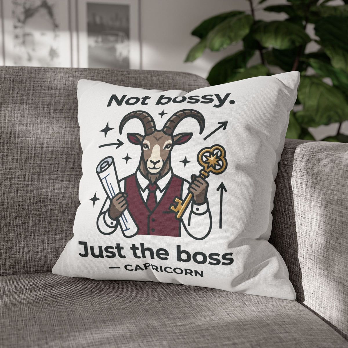 Capricorn Pillowcase — “Not Bossy, Just the Boss” Zodiac Gift