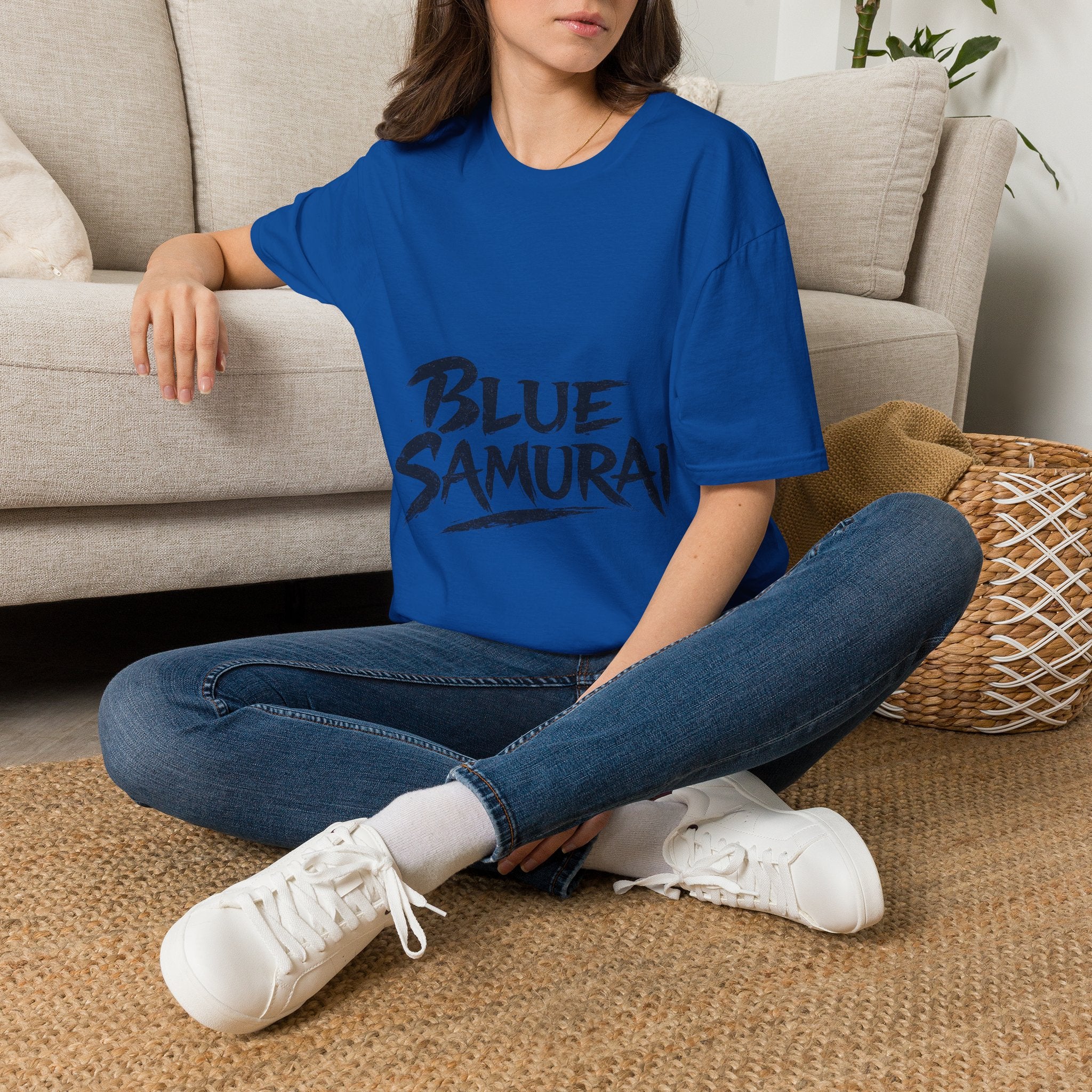 Japan Blue Samurai T-Shirt — Bold Brushstroke Graphic Tee