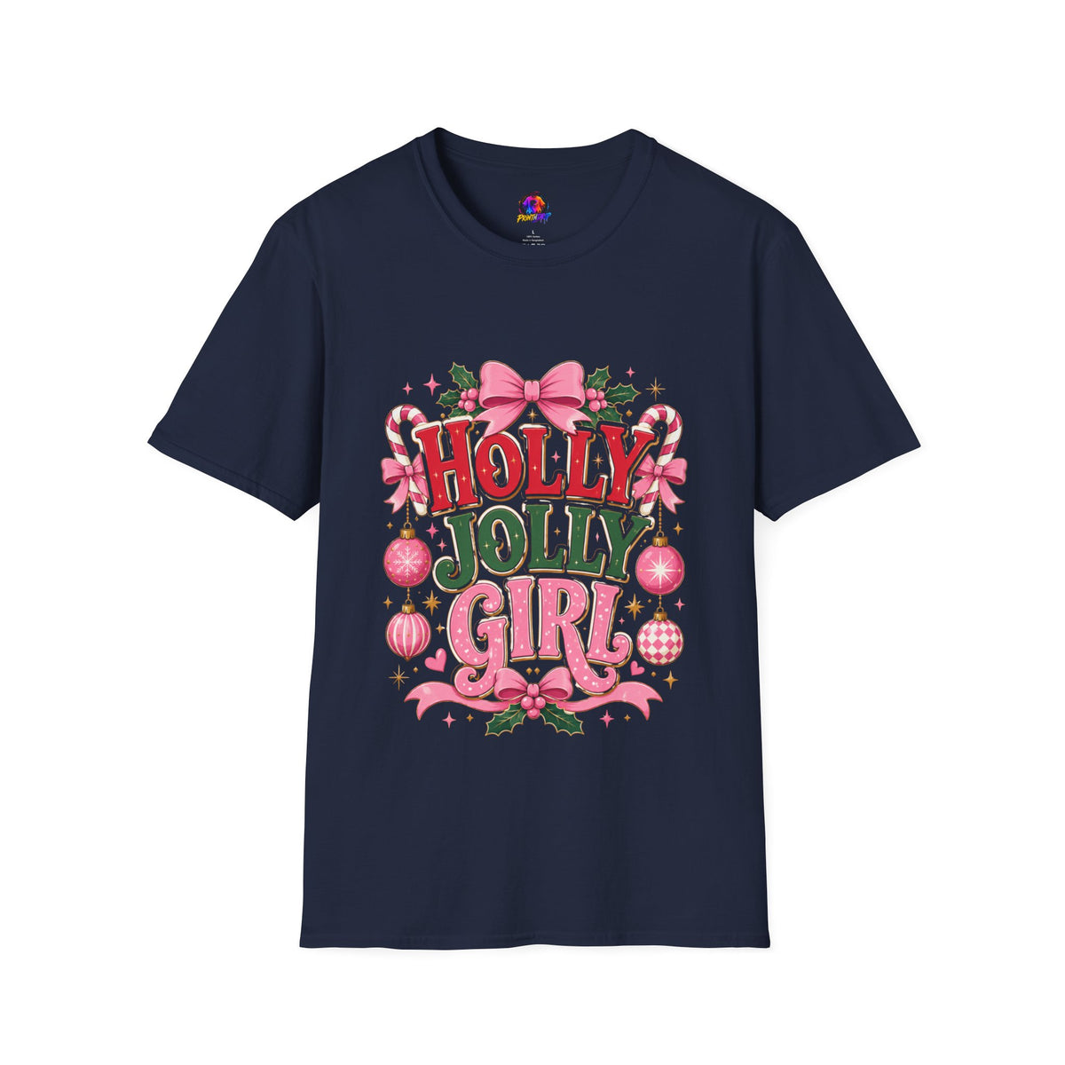 Holly Jolly Girl T-Shirt — Pink Holiday Graphic Tee
