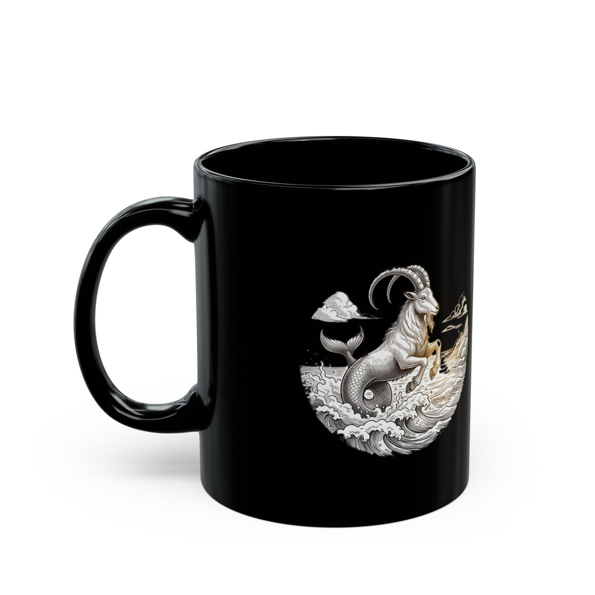 Capricorn Goat Moon Ceramic Mug — Mystical Mountain Goat Coffee Cup