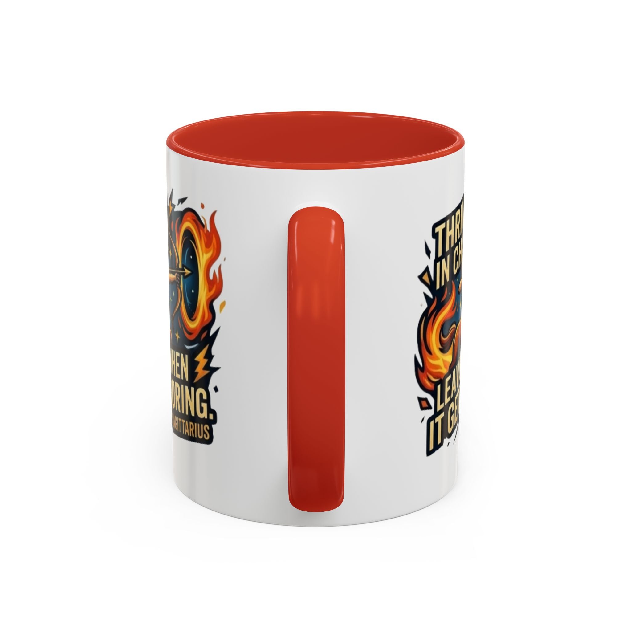 Sagittarius Coffee Mug – "Thrives in Chaos, Leaves When It Gets Boring" Accent Mug