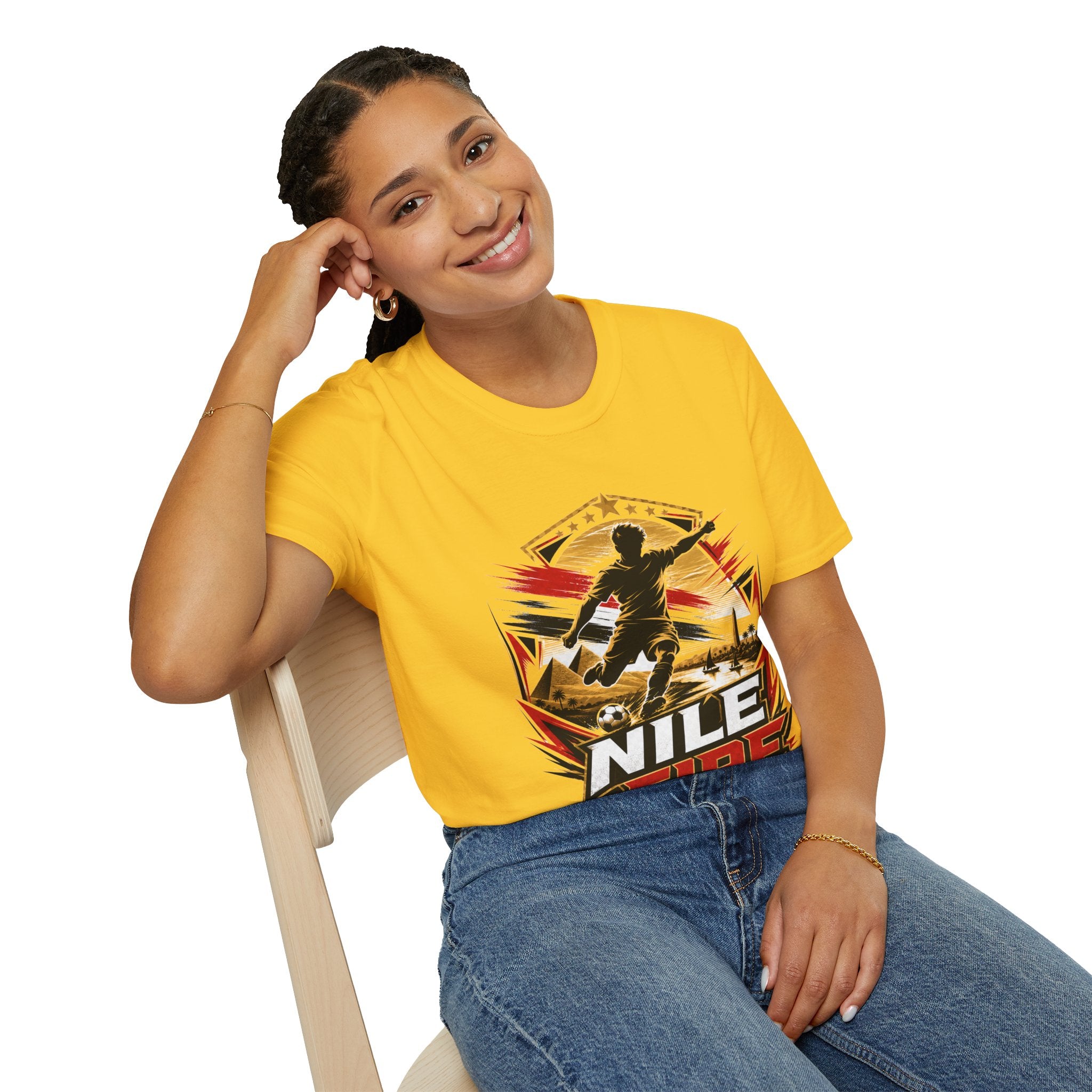 Egypt Soccer Player Nile Fire Graphic T-Shirt — Retro Athletic Team Tee