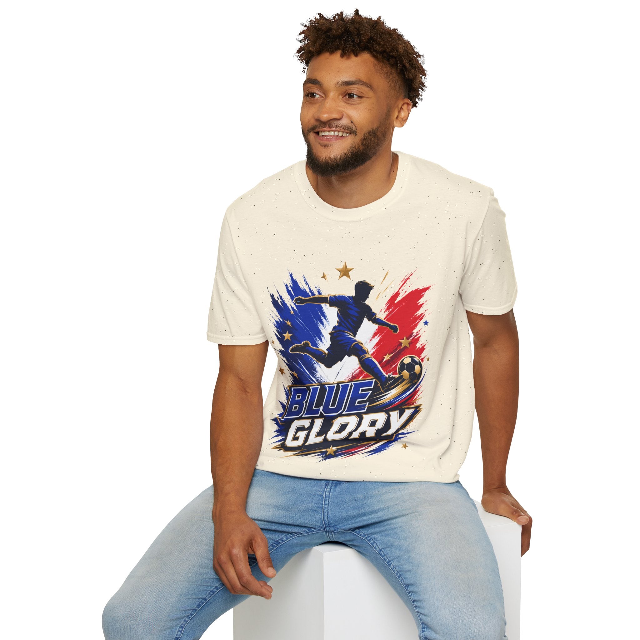 France Soccer T-Shirt — "Blue Glory" Red, White & Blue Player Graphic