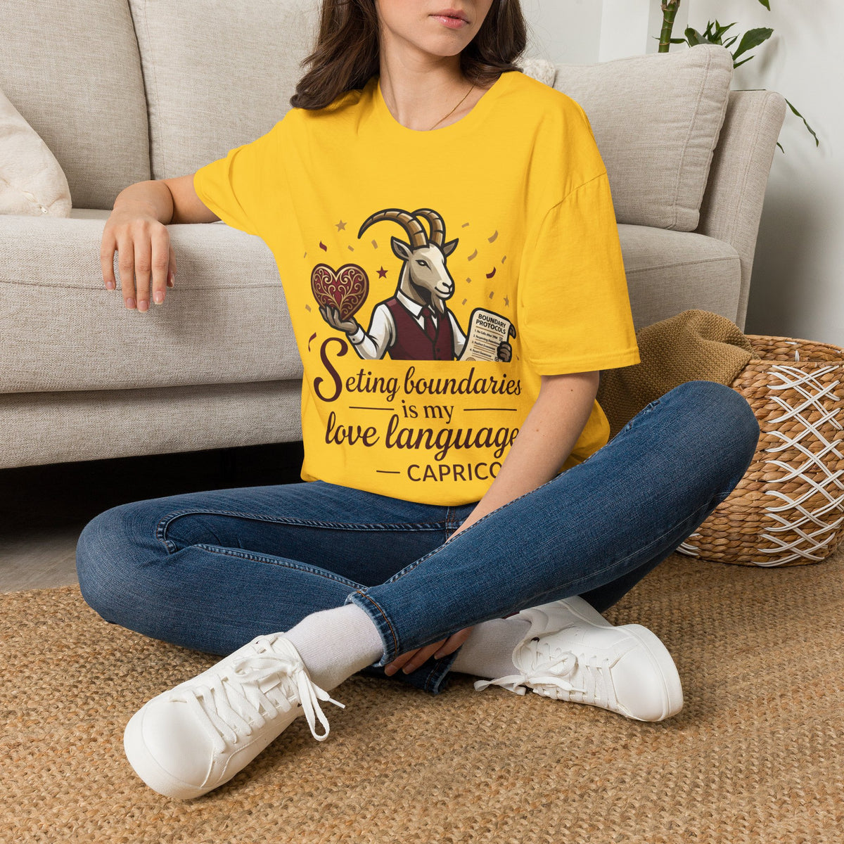 Capricorn T-Shirt — "Setting Boundaries is My Love Language" Zodiac Goat Tee