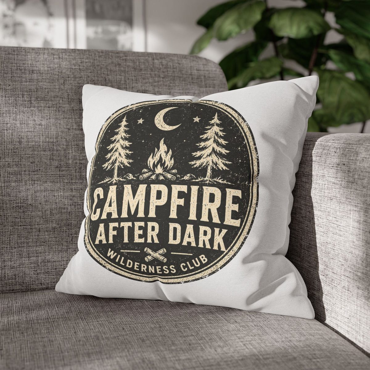 Campfire After Dark Decorative Pillowcase Milo Bailey Dog Dad Mom — Wilderness Camping Accent