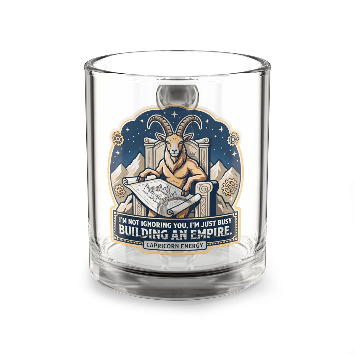 Capricorn Glass Mug - "Building An Empire" 10oz Zodiac Coffee Cup
