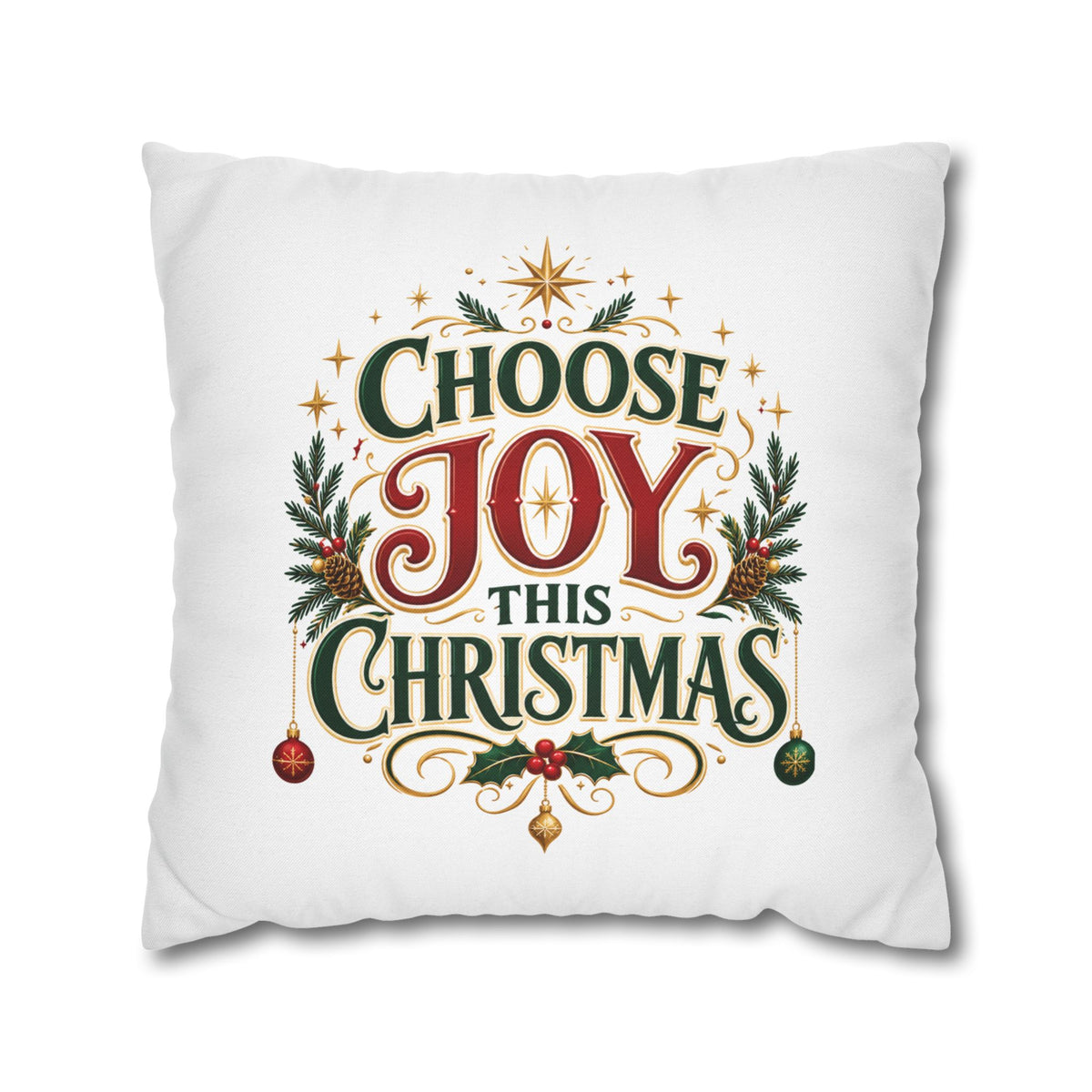 Choose Joy This Christmas Pillowcase – Festive Holiday Decorative Throw Pillow Cover