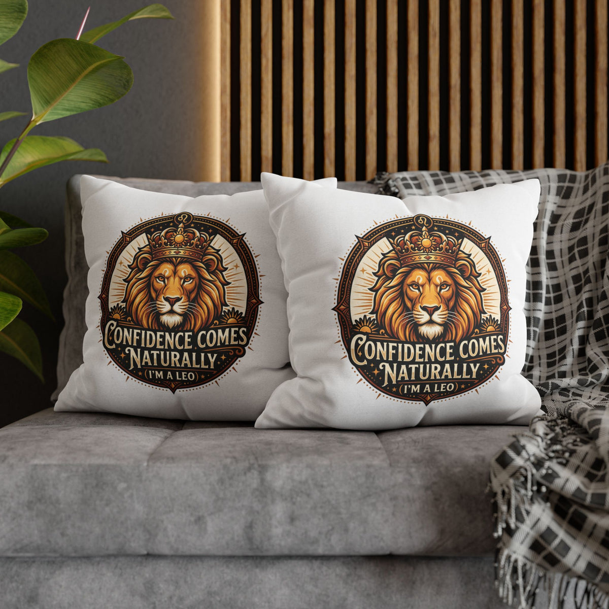 Leo Zodiac Confidence Comes Naturally Spun Polyester Square Pillowcase