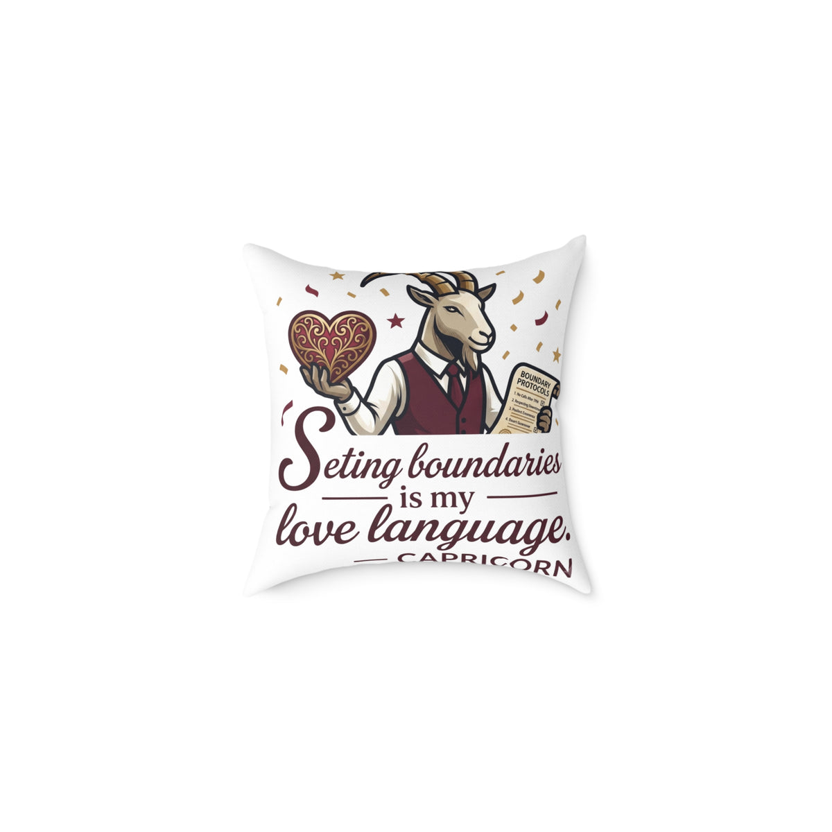 Capricorn Pillow – "Setting Boundaries Is My Love Language" Zodiac Décor