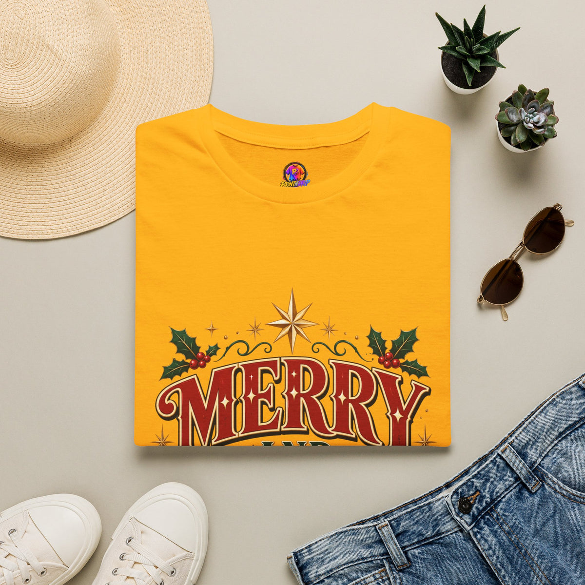 Merry and Bright T-Shirt — Festive Christmas Holiday Tee
