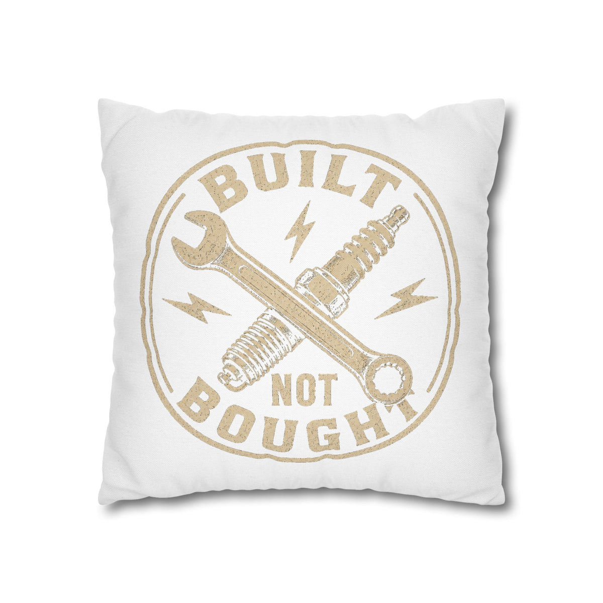 Built Not Bought Garage Milo Bailey Dog Dad Mom Pillowcase — Mechanic Tool Spark Plug Accent Pillowcase