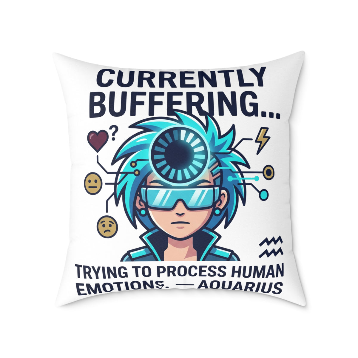 Zodiac Aquarius Currently Buffering Square Poly Canvas Pillow