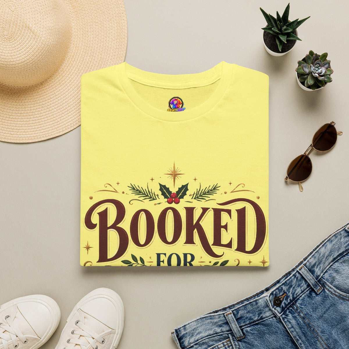 T-Shirt — "Booked for Christmas" Literary Holiday Tee