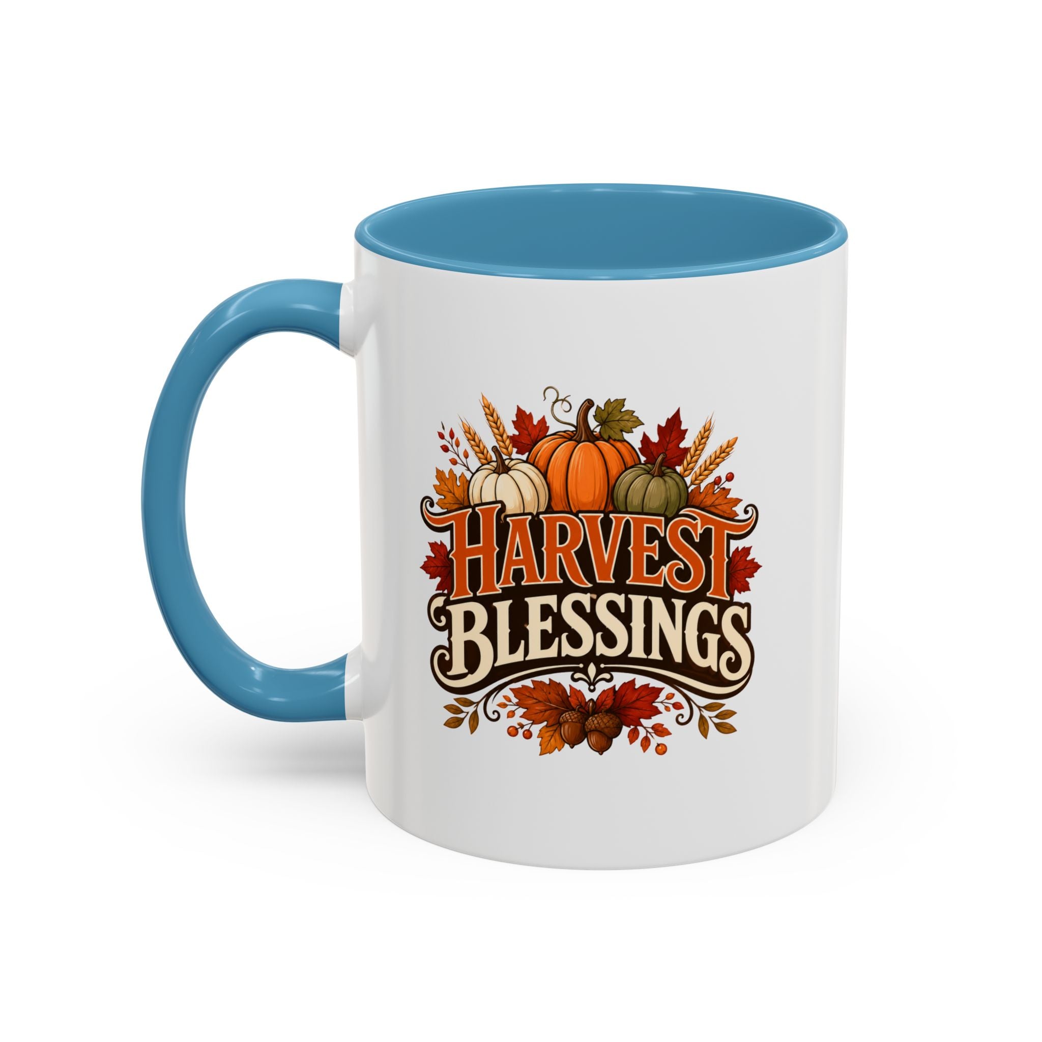 Thanksgiving Mug Harvest Blessings Coffee Mug — Thanksgiving Pumpkin Accent Mug