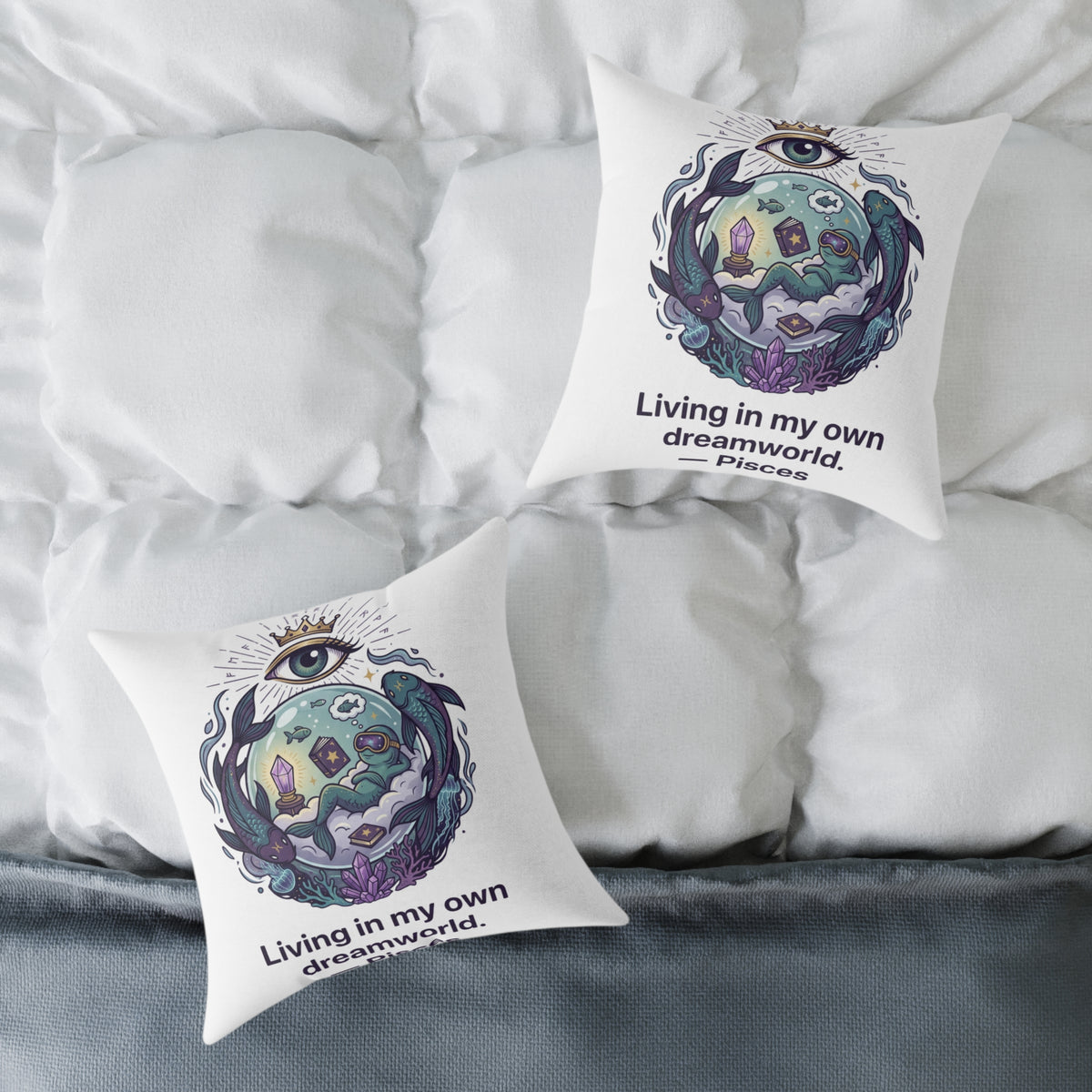 Pisces Zodiac Living In My Own Dream World Square Poly Canvas Pillow