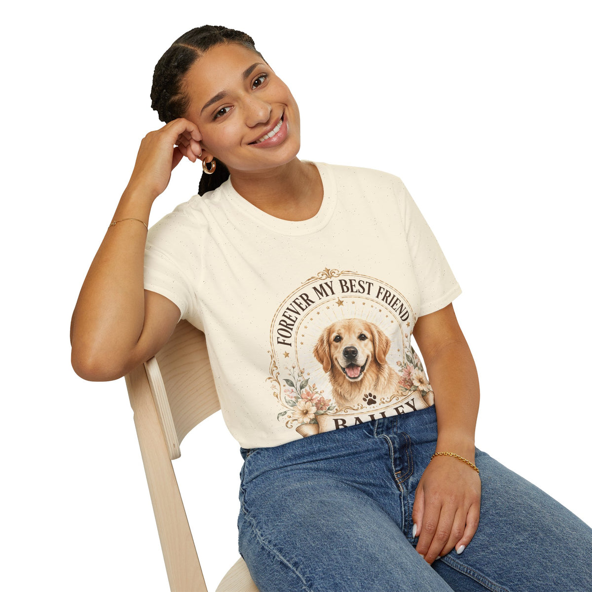 Forever My Best Friend Dog T-Shirt — Personalized Pet Name Golden Retriever Tee