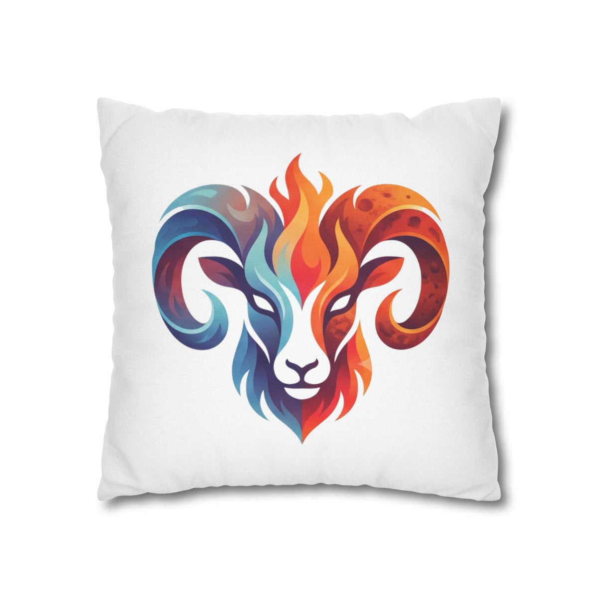 Aries Ram Flame Art Pillowcase — Colorful Zodiac Throw Pillow Cover