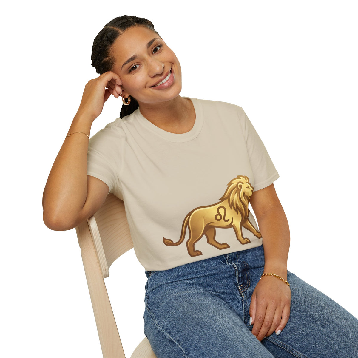 Leo Zodiac Lion T-Shirt — Gold Astrology Tee for Leo Birthdays & Zodiac Fans