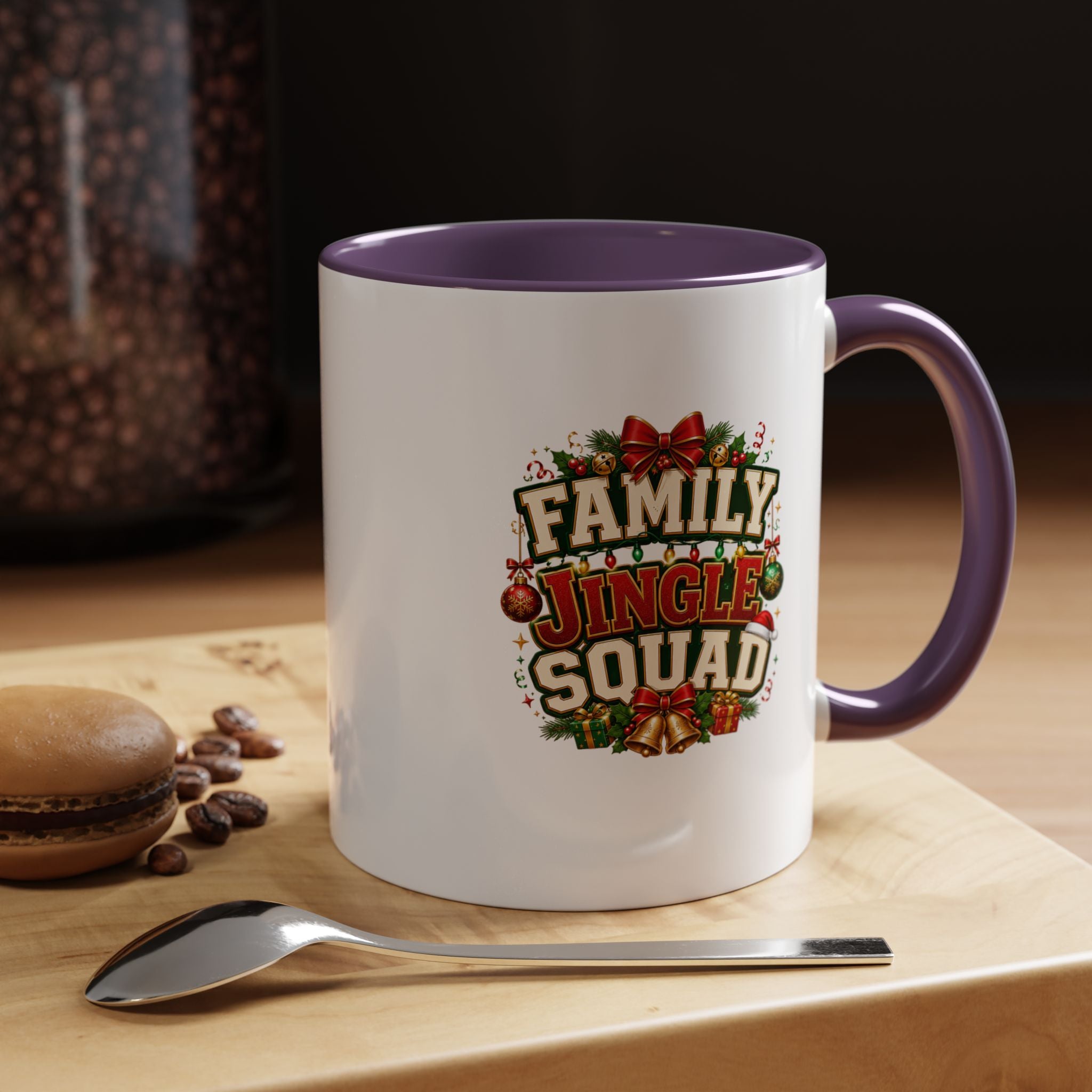 Family Jingle Squad Accent Coffee Mug — Christmas Holiday Coffee Cup
