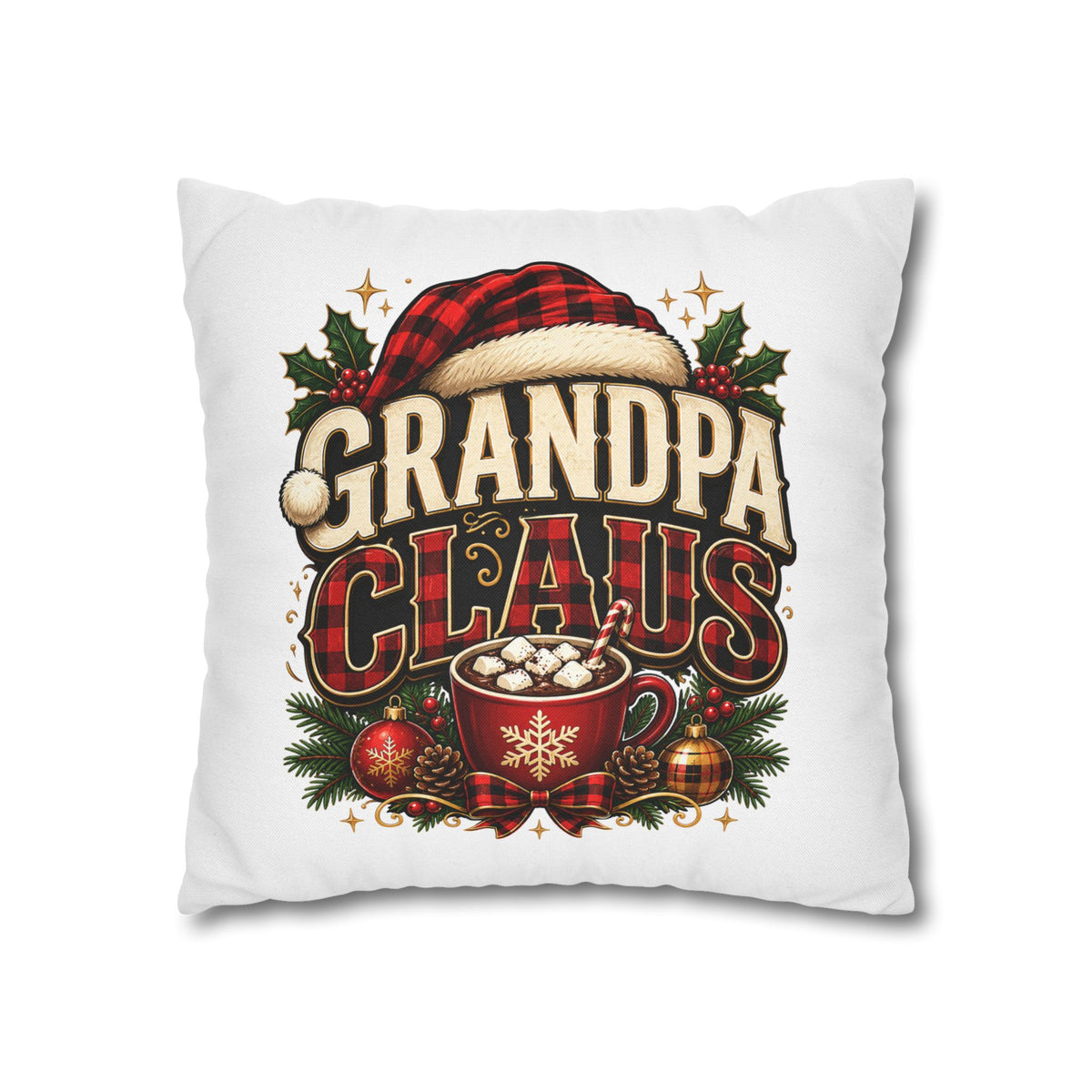 Christmas Grandpa Claus Holiday Pillowcase – Festive Christmas Throw Pillow Cover