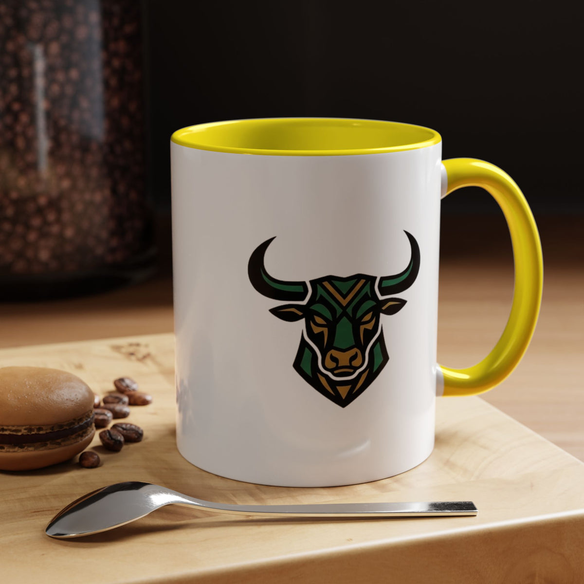 Taurus Geometric Bull Accent Coffee Mug –  Tribal Bull Head Ceramic Mug