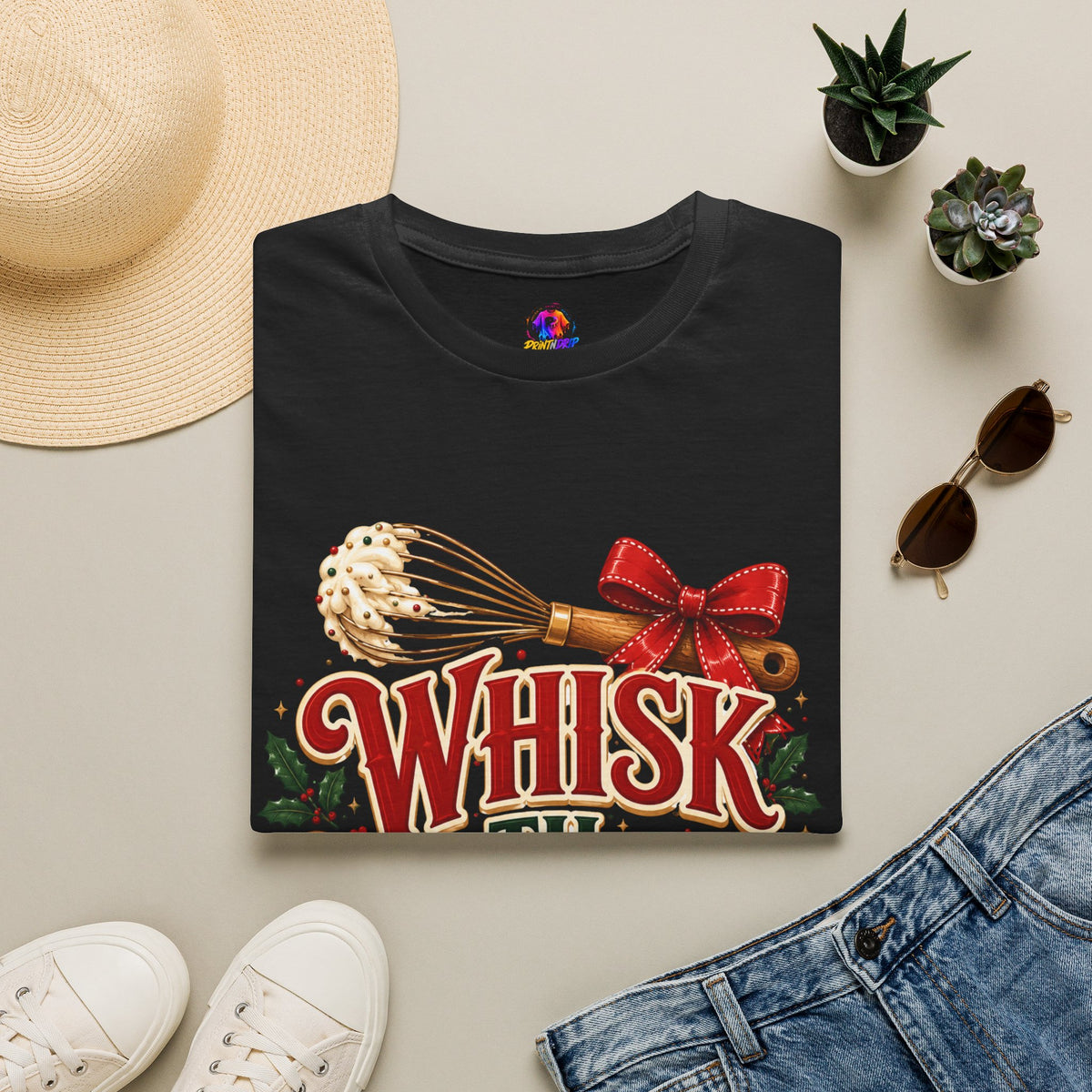 Christmas Baking T-Shirt — "Whisk 'Til Merry" Holiday Tee