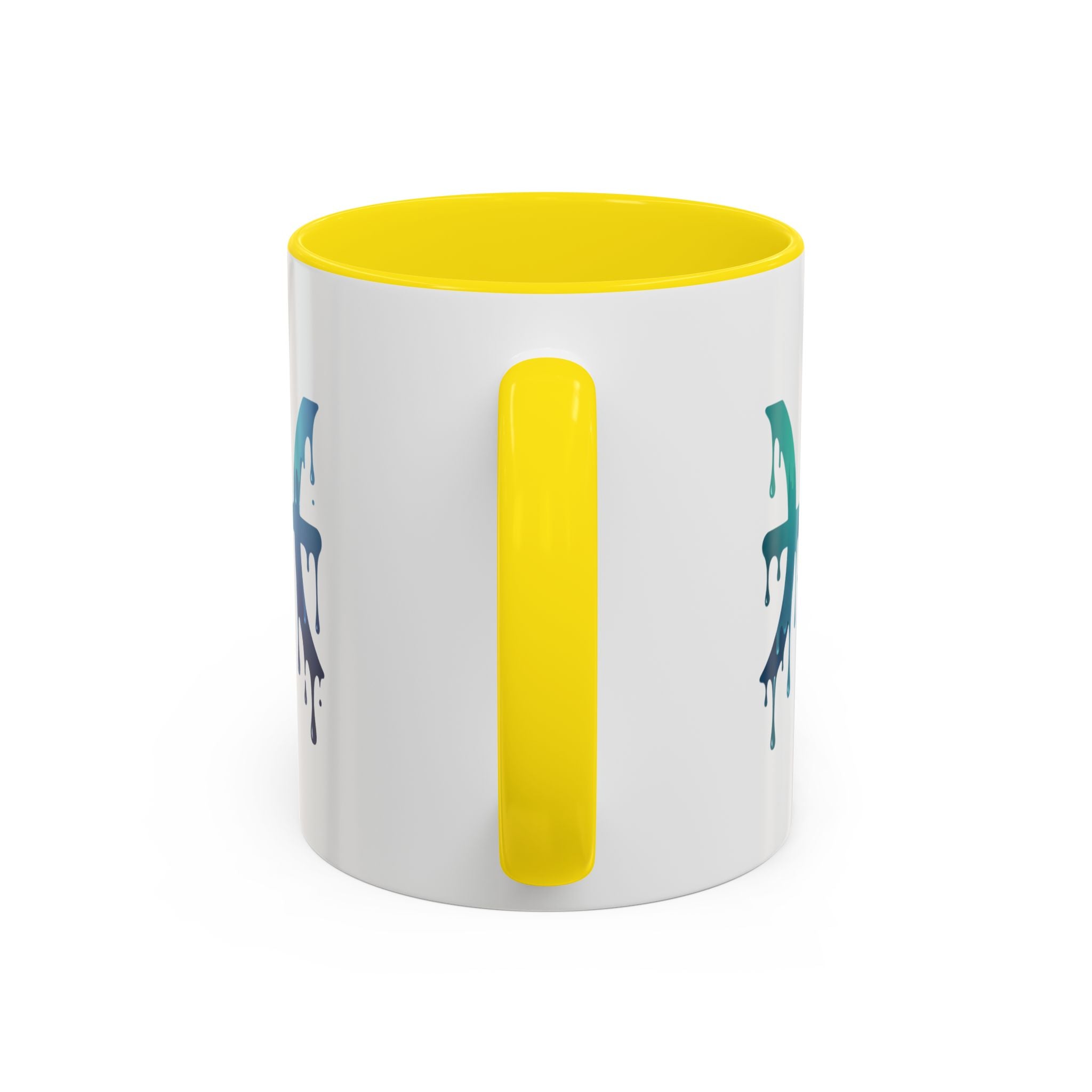 Pisces Zodiac Accent Coffee Mug — Dripping Teal Blue Astrology Gift