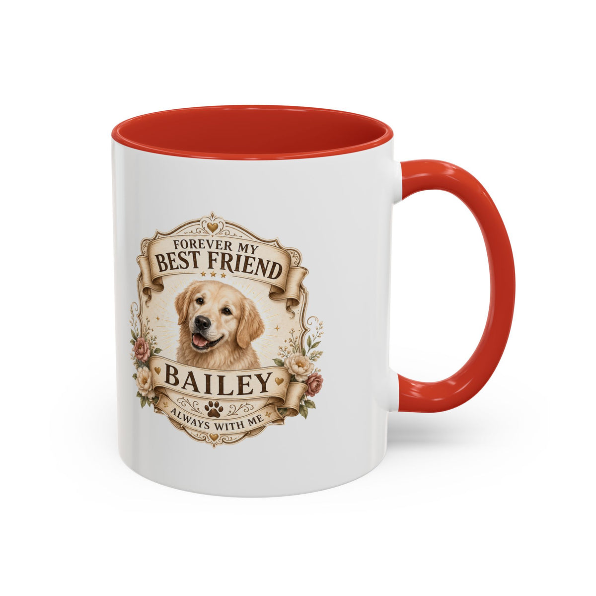 Milo Bailey Dog Dad Mom Personalized Dog Coffee Mug – "Forever My Best Friend" Golden Retriever Accent Mug