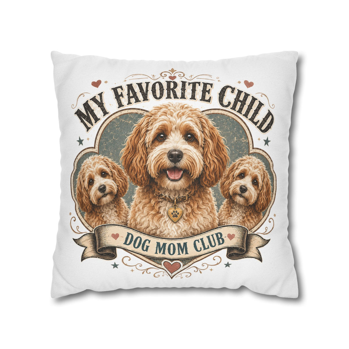 My Favorite Child Dog Mom Club Pillowcase  Milo Bailey Dog Dad Mom— Cute Doodle Pet Throw Pillow Cover