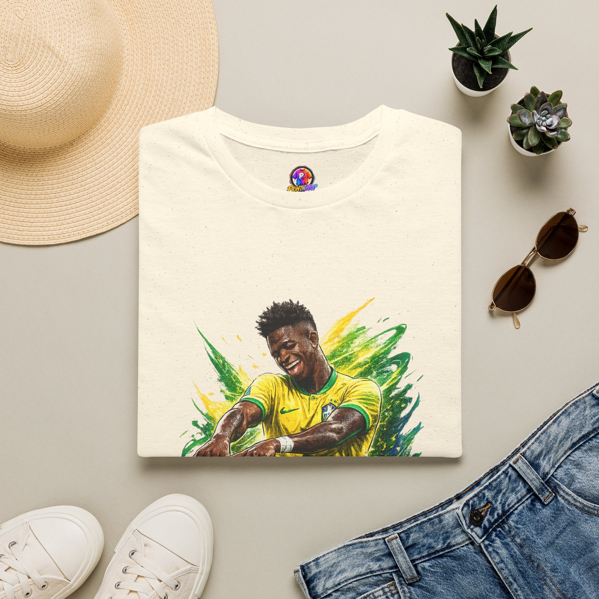 Brazil  Soccer Celebration T-Shirt — Brazilian Football Player Artwork