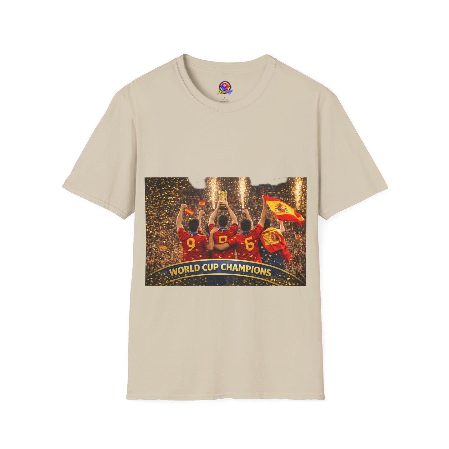 Spain World Cup Champions T‑Shirt — Soccer Trophy Celebration Tee
